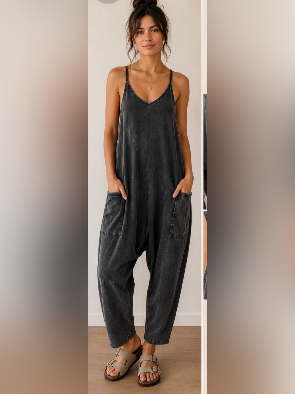 Free People FP Movement All Strapped Harem Jumpsuit in a gorgeous washed black M
